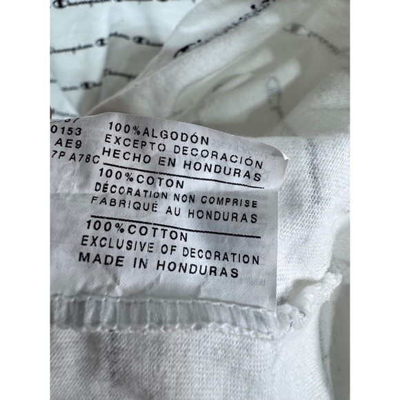 Champion‎ Men's White All Over Script Logo T Shirt Small Authentic Athleticwear - Picture 4 of 5